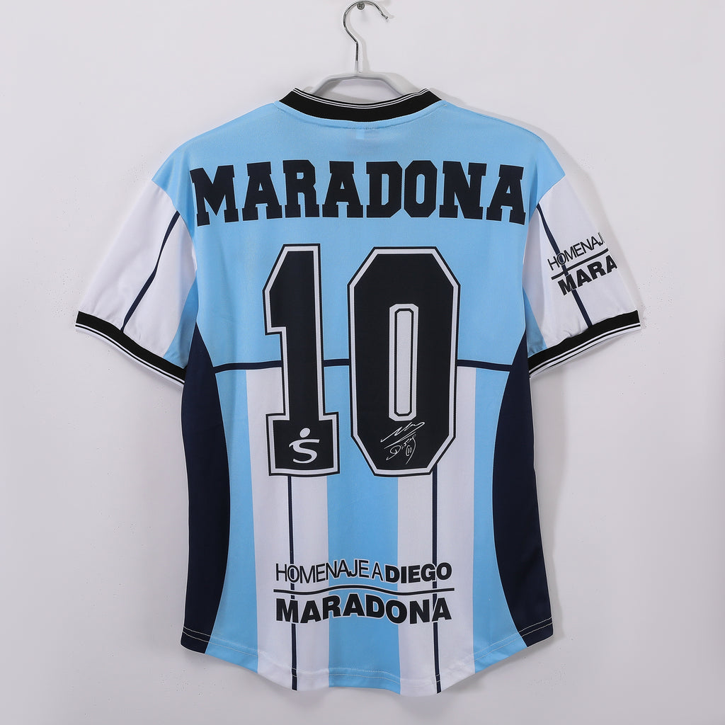 2001 Diego Maradona Testimonial Retro Vintage Football Jersey - Fila Argentina Tribute Edition