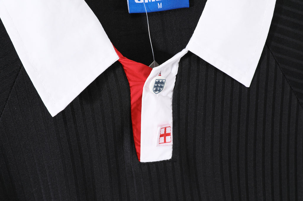 1998 England Away Retro Black & Red Football Jersey