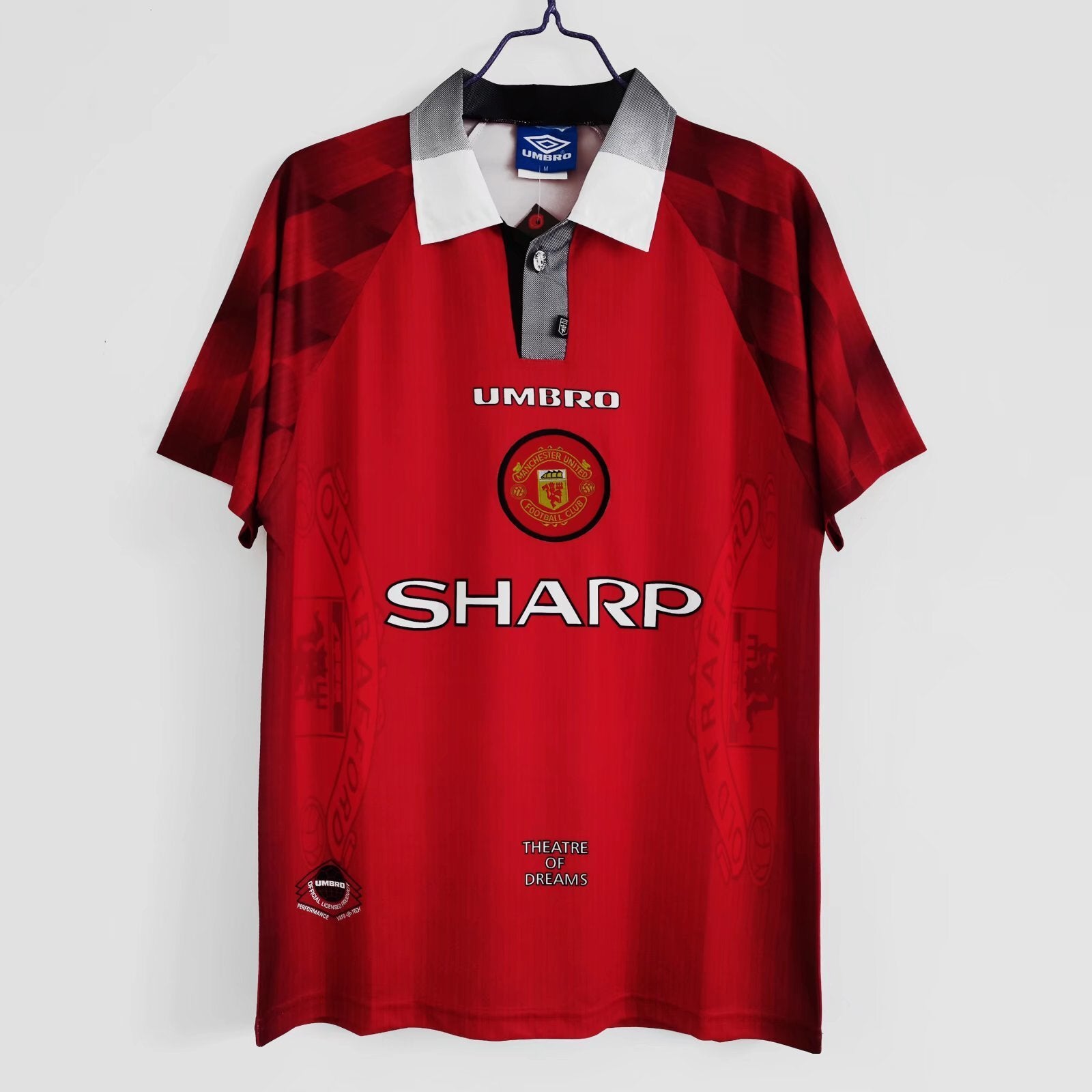 1996-98 Manchester United Home Retro Vintage Football Jersey - Umbro Sharp Era