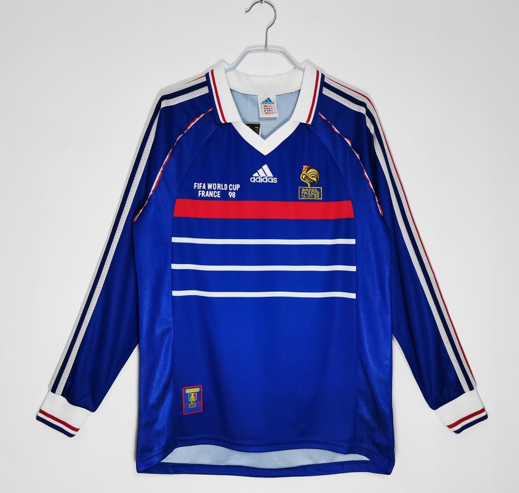 1998 France Home World Cup Retro Vintage Football Jersey - Adidas France 98 Long Sleeve