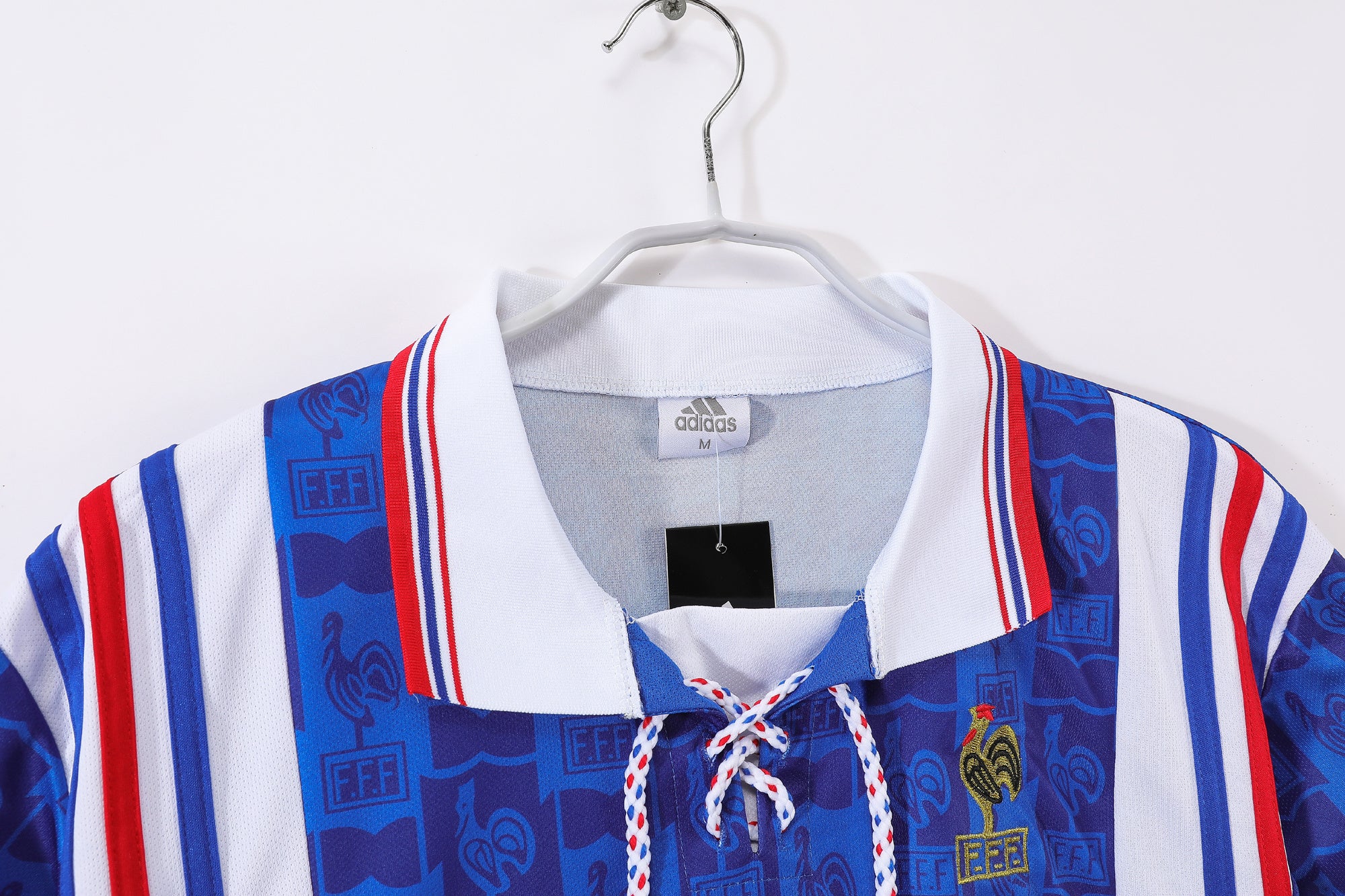 1994-96 France Home Retro Vintage Football Jersey - Adidas Lace-Up Collar Edition