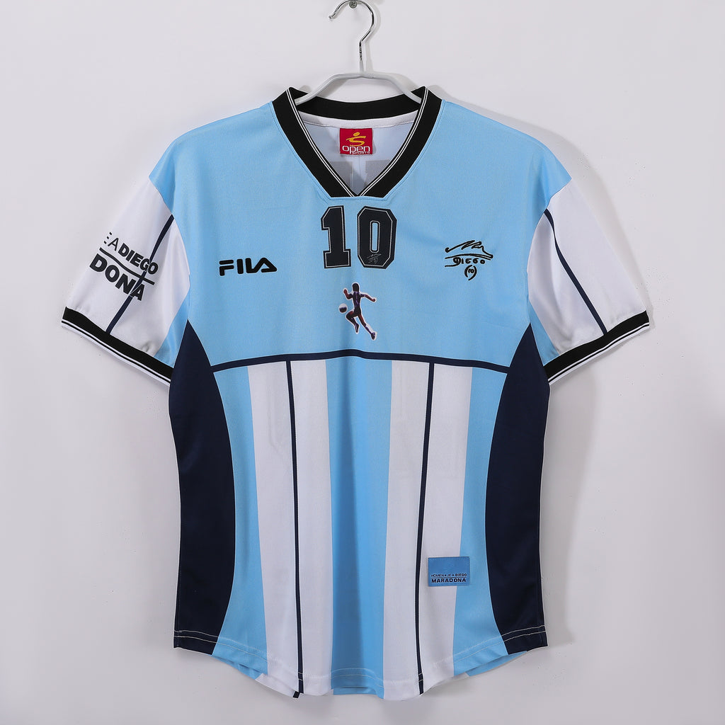 2001 Diego Maradona Testimonial Retro Vintage Football Jersey - Fila Argentina Tribute Edition
