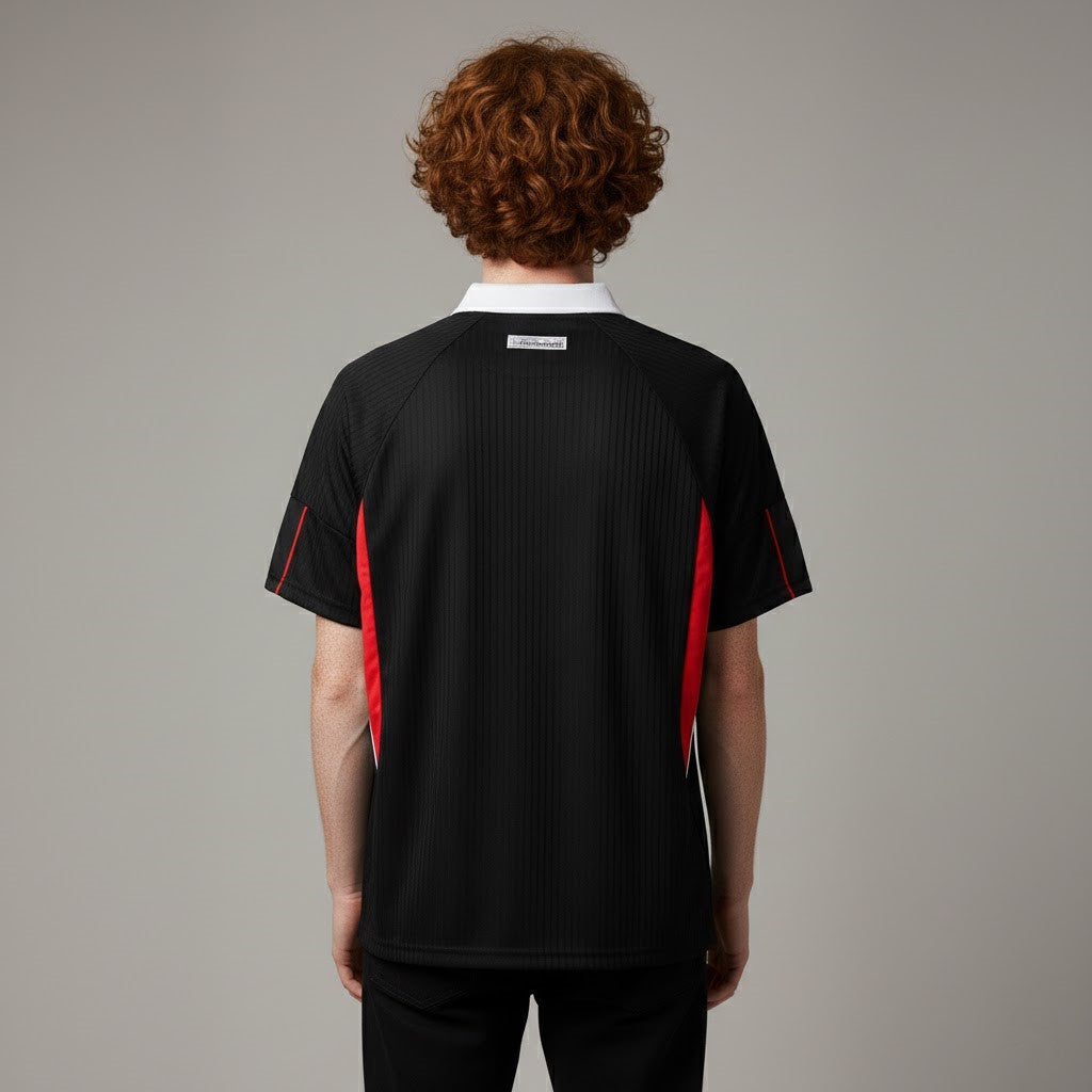 1998 England Away Retro Black & Red Football Jersey