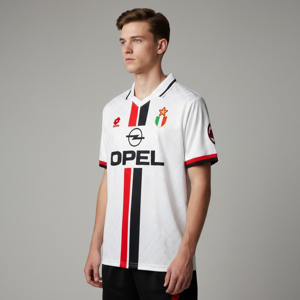 1995-96 AC Milan Away Retro Vintage Football Jersey - Lotto Opel Scudetto Edition