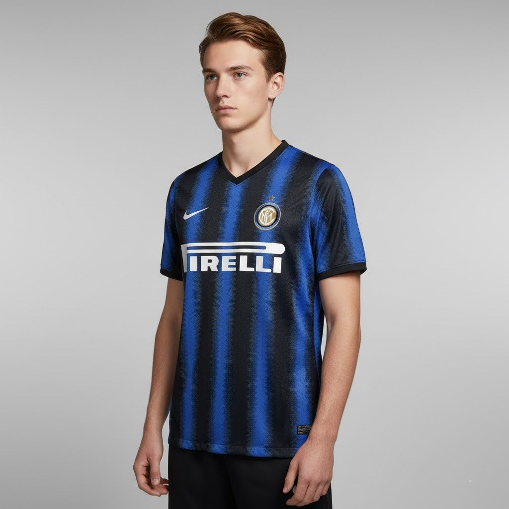 2010-11 Inter Milan Home Retro Football Jersey - Nike Pirelli Zig-Zag Edition