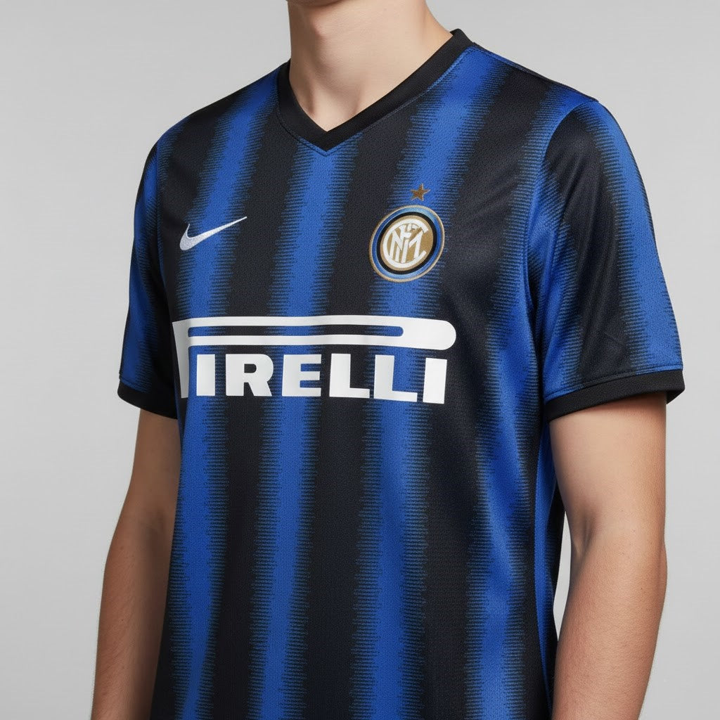 2010-11 Inter Milan Home Retro Football Jersey - Nike Pirelli Zig-Zag Edition